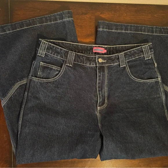 Super Wide Contrast Stitch Low Rise Jeans XL - Picture 7 of 13